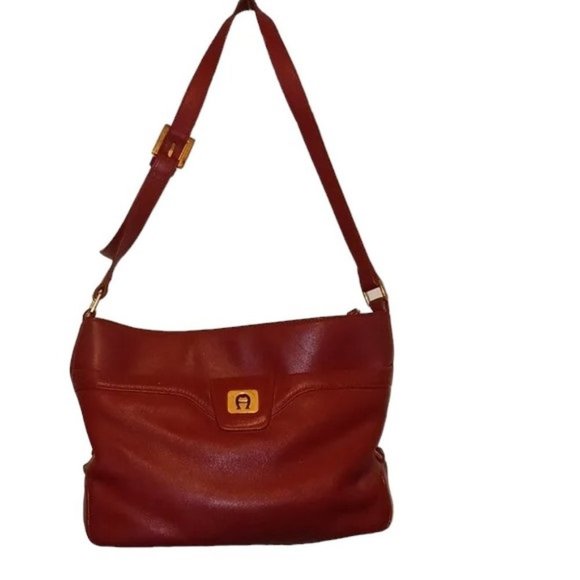 GUC - Etienne Aigner Genuine Cowhide Leather Wine Color Bag - Picture 2 of 14